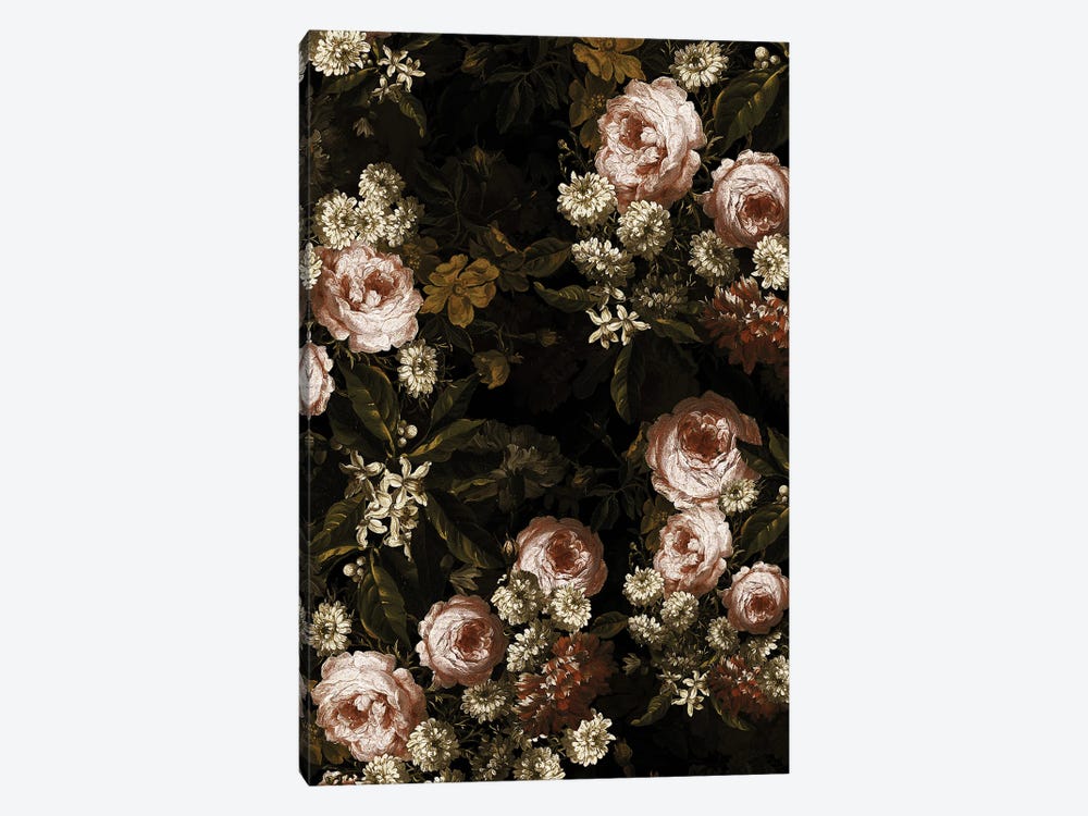 Lush Midnight Baroque Flower Garden VIII by UtArt 1-piece Art Print