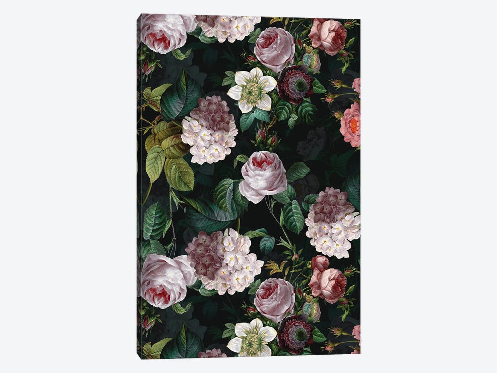 Lush Midnight Baroque Flower Garden IX by UtArt 1-piece Canvas Art