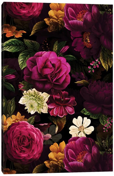 Lush Midnight Baroque Flower Garden X Canvas Art Print - UtArt