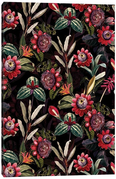 Midnight Passionflower Tropical Flower Garden Canvas Art Print - UtArt