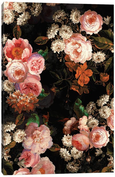 Lush Midnight Baroque Flower Garden XIII Canvas Art Print - UtArt