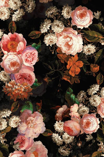 UtArt: Lush Midnight Baroque Flower Garden XIII by UtArt