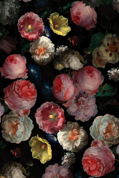 Antique Jan Davidsz. De Heem Botanical Night Garden by UtArt framed canvas print