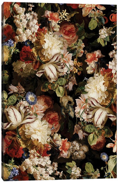 Lush Midnight Baroque Flower Garden XIV Canvas Art Print - UtArt
