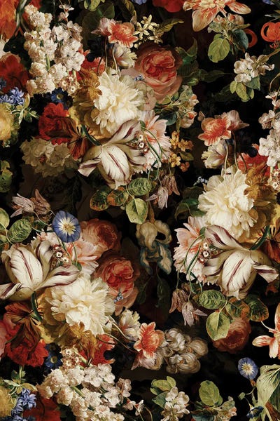 UtArt: Lush Midnight Baroque Flower Garden XIV by UtArt