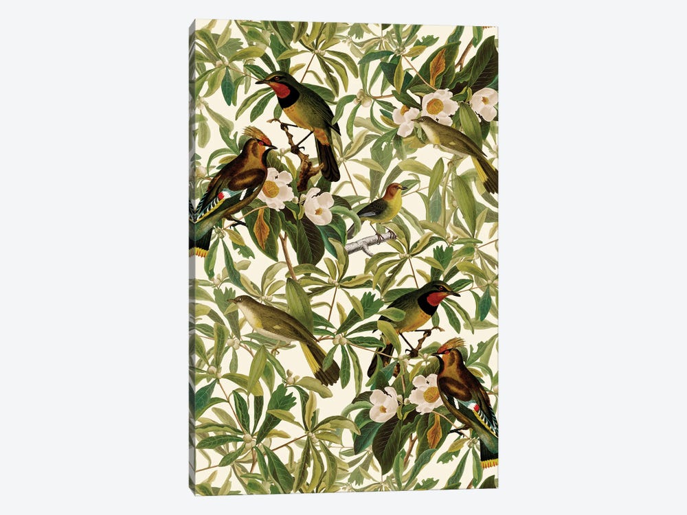 Tropical Birds And Magnolia Flowers by UtArt 1-piece Canvas Art Print