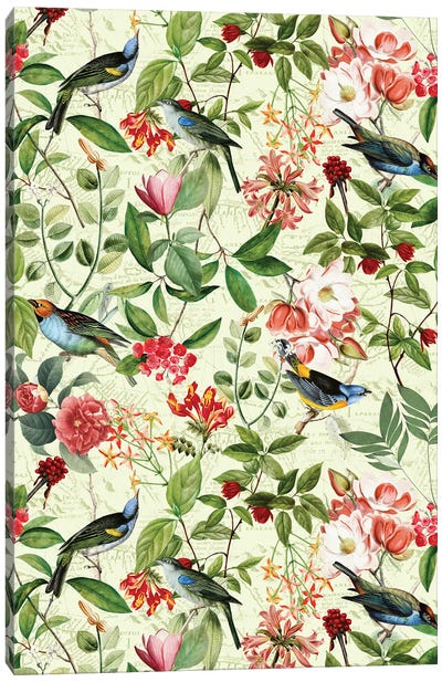 Tropical Birds And Flowers Canvas Art Print - UtArt