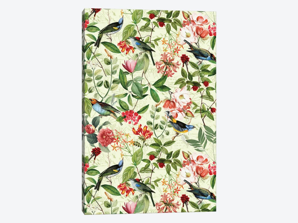 Tropical Birds And Flowers by UtArt 1-piece Canvas Wall Art