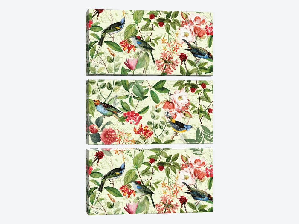 Tropical Birds And Flowers by UtArt 3-piece Canvas Artwork