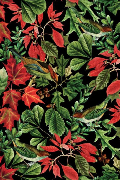 UtArt: Fall Birds And Colorful Leaves by UtArt