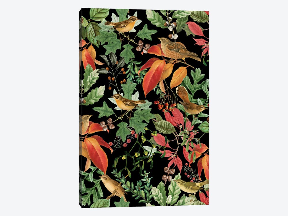 Fall Birds And Colorful Leaves II by UtArt 1-piece Canvas Wall Art