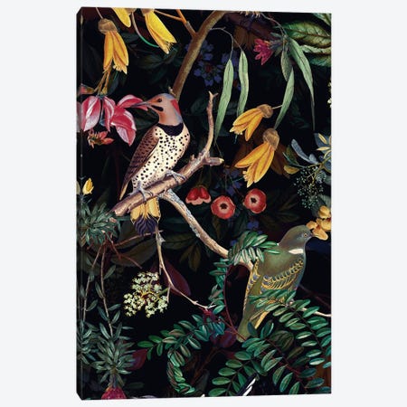 Exotic Night Birds In Flower Jungle Canvas Print #UTA315} by UtArt Art Print