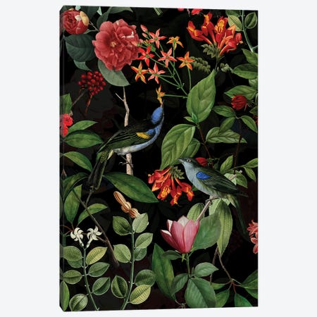 Exotic Midnight Garden With Flowers Canvas Print #UTA316} by UtArt Art Print