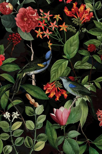 UtArt: Exotic Midnight Garden With Flowers by UtArt