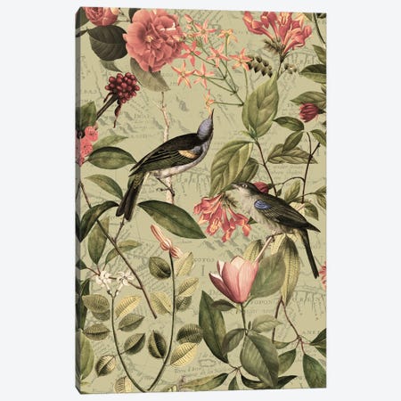Tropical Flower And Bird Jungle Canvas Print #UTA317} by UtArt Art Print