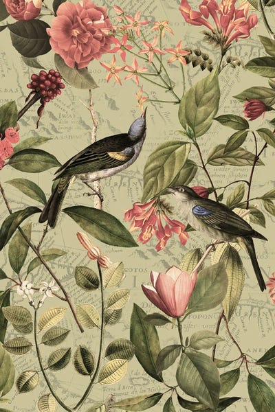 UtArt: Tropical Flower And Bird Jungle by UtArt