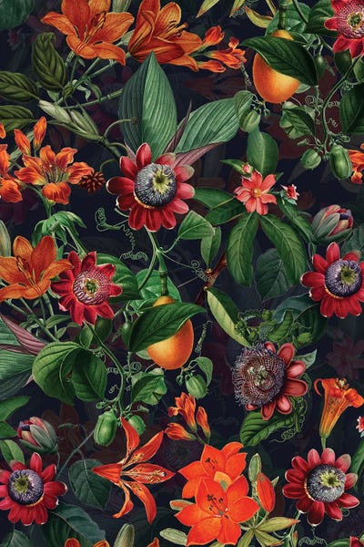 UtArt: Tropical Night Flower Jungle by UtArt