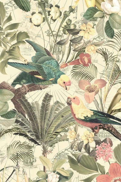 UtArt: Tropical Birds Vintage Jungle by UtArt