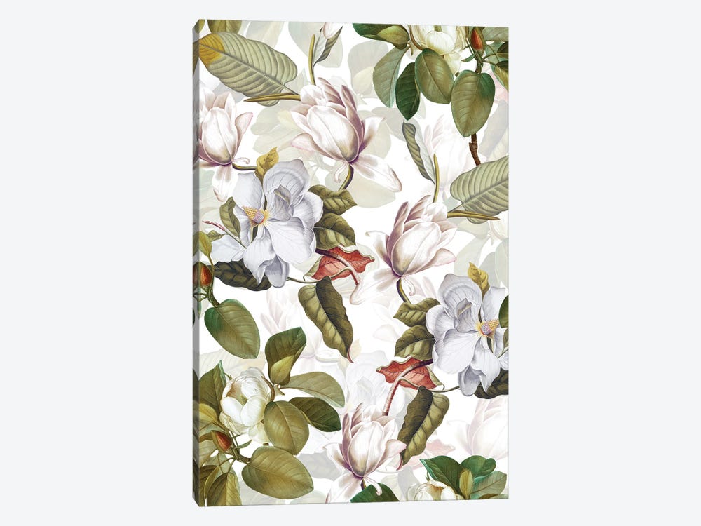 White Vintage Magnolia Garden by UtArt 1-piece Canvas Art