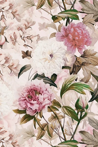 Magnolias: Blush Vintage Magnolia Garden by UtArt