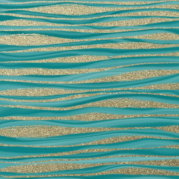 UtArt: Turquoise And Gold Mermaid Faux Marble Waves by UtArt