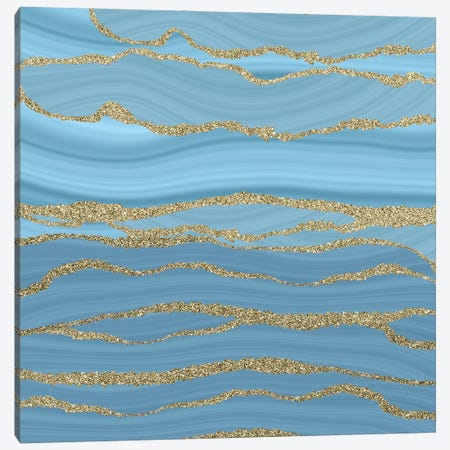Baby Blue Mermaid Faux Marble Waves Canvas Print #UTA335} by UtArt Art Print