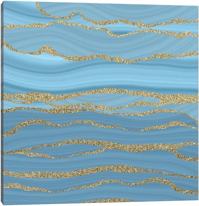 Baby Blue Mermaid Faux Marble Waves Canvas Art Print - UtArt