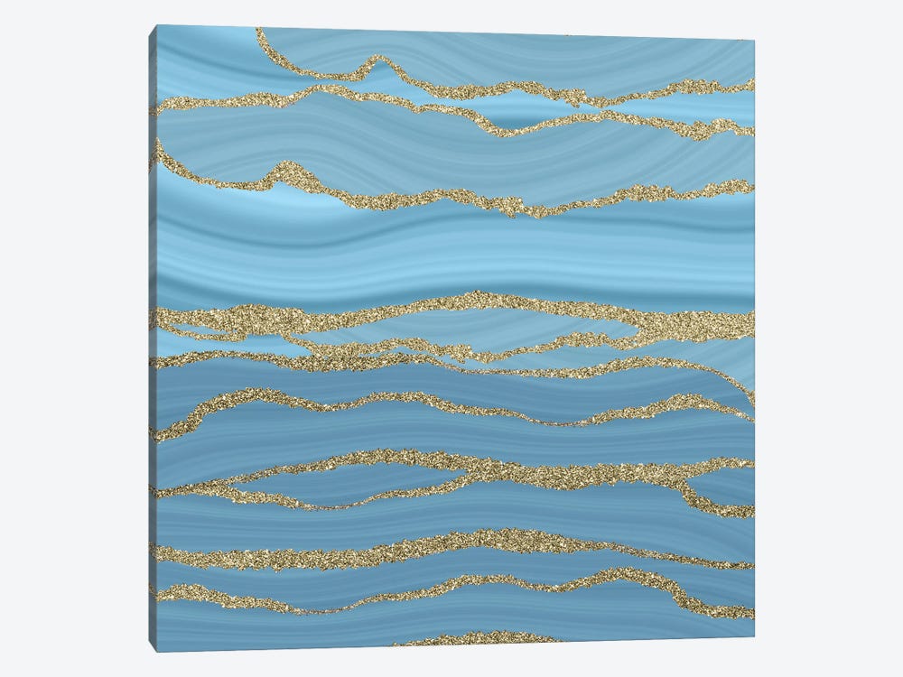 Baby Blue Mermaid Faux Marble Waves by UtArt 1-piece Canvas Art Print