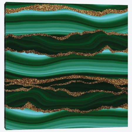 Malachite Mermaid Faux Marble Waves Canvas Print #UTA337} by UtArt Art Print