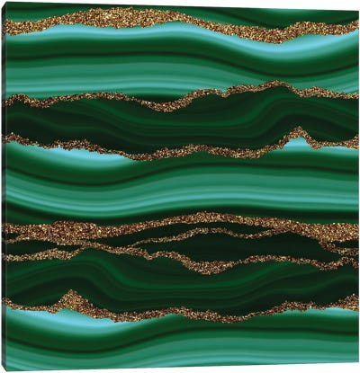 Malachite Mermaid Faux Marble Waves Canvas Art Print - UtArt