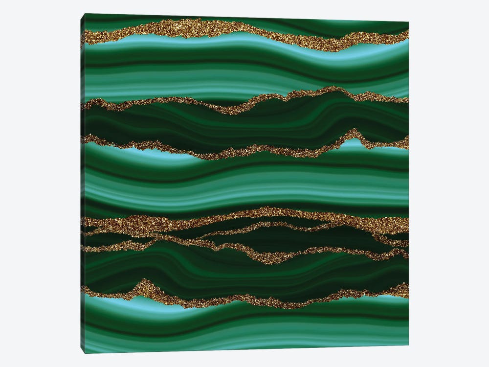 Malachite Mermaid Faux Marble Waves by UtArt 1-piece Art Print