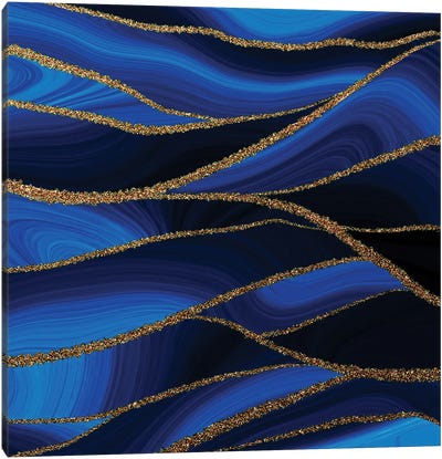 Ocean Blue Mermaid Faux Marble Waves Canvas Art Print - UtArt