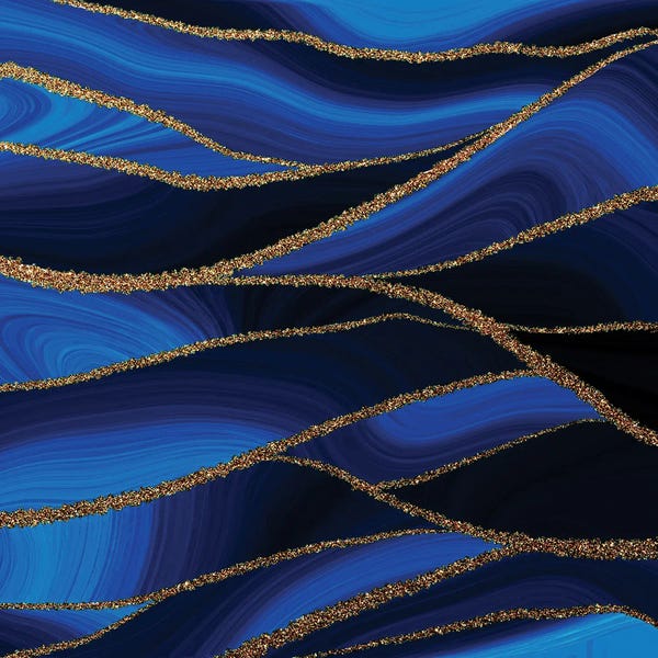 UtArt: Ocean Blue Mermaid Faux Marble Waves by UtArt