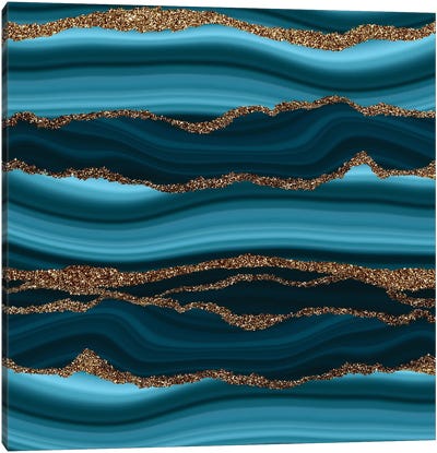 Turquoise Teal Mermaid Faux Marble Waves Canvas Art Print - UtArt