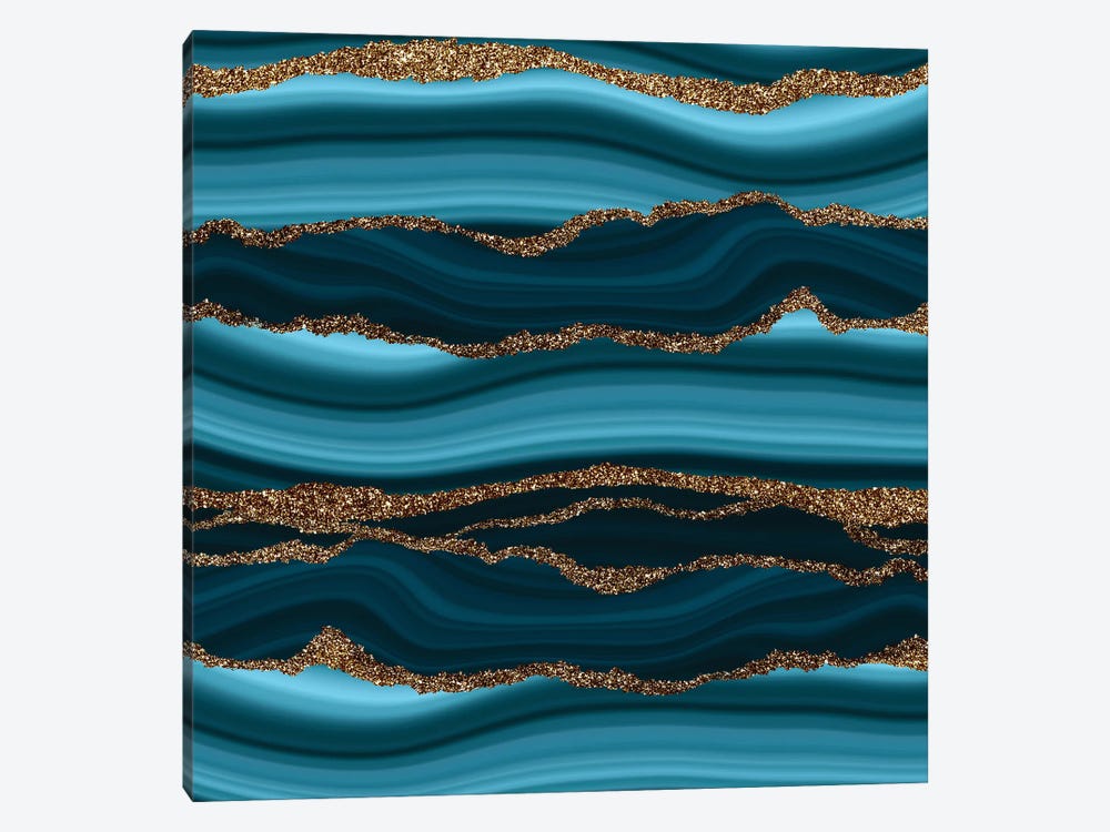 Turquoise Teal Mermaid Faux Marble Waves by UtArt 1-piece Art Print