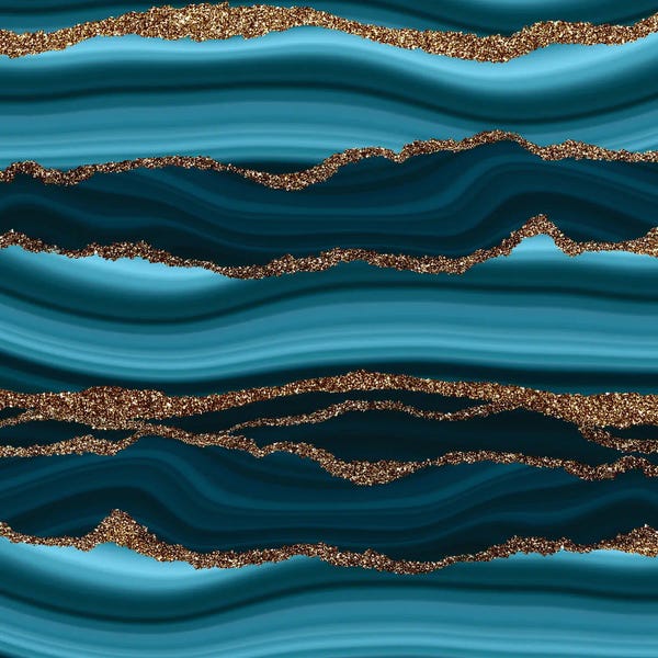 Agates, Geodes & Minerals: Turquoise Teal Mermaid Faux Marble Waves by UtArt