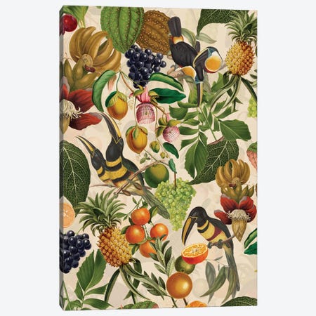 Tropical Toucan Birds And Fruits Jungle Canvas Print #UTA343} by UtArt Canvas Print