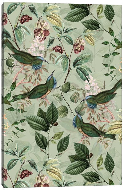 Tropical Birds And Flowers Jungle Canvas Art Print - UtArt