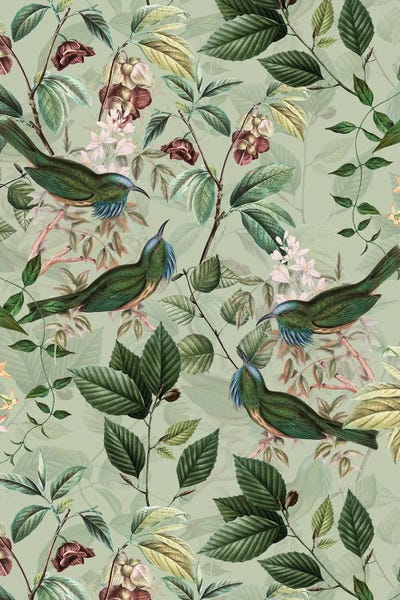 UtArt: Tropical Birds And Flowers Jungle by UtArt