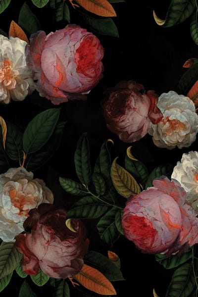 Grandpa Chic: Antique Jan Davidsz. De Heem Roses Night Garden by UtArt