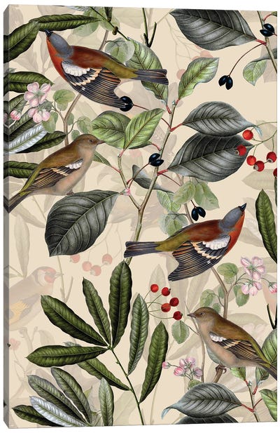 Birds And Fall Branches Garden Canvas Art Print - UtArt