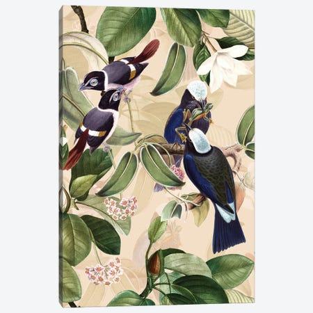 Exotic Blue Birds And Tropical Magnolia Flowers Garden Canvas Print #UTA353} by UtArt Canvas Art
