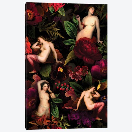 Antique Nymphs In Flower Night Garden Canvas Print #UTA36} by UtArt Canvas Wall Art
