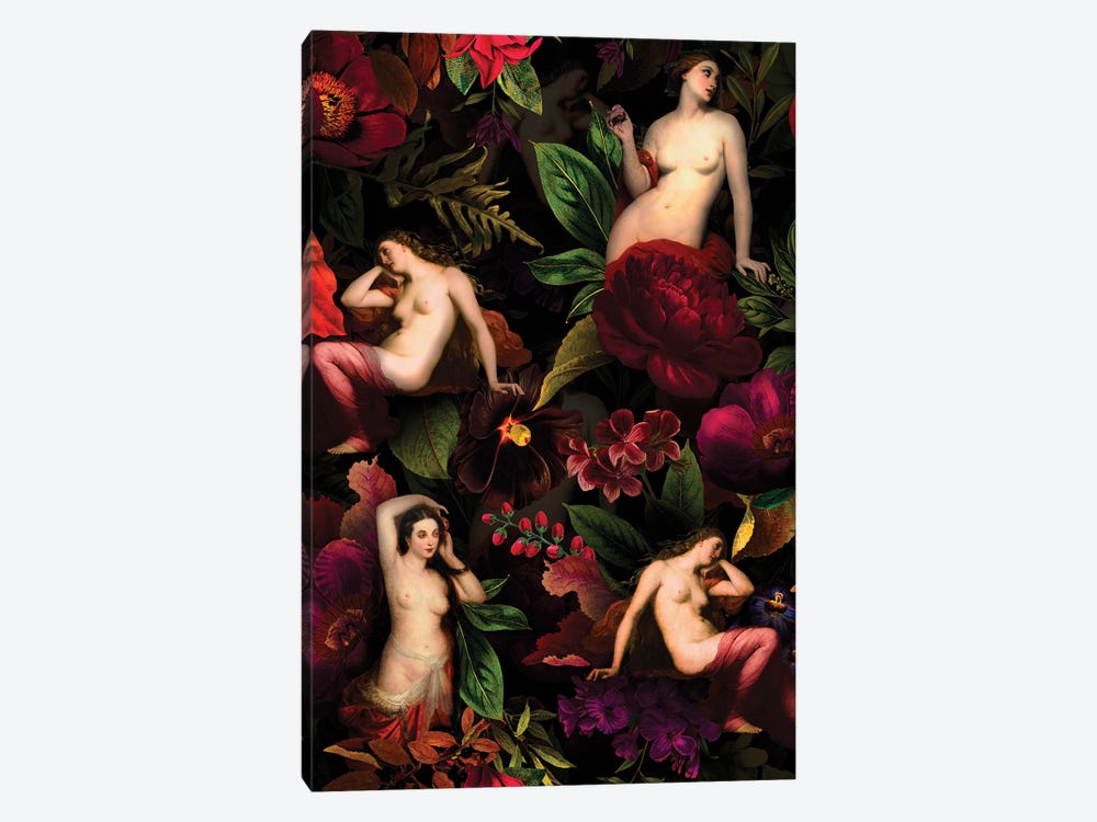 Antique Nymphs In Flower Night Garden by UtArt 1-piece Canvas Print