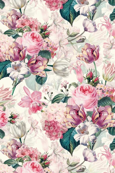 Antique Redouté Roses And Tulips by UtArt multi panel art