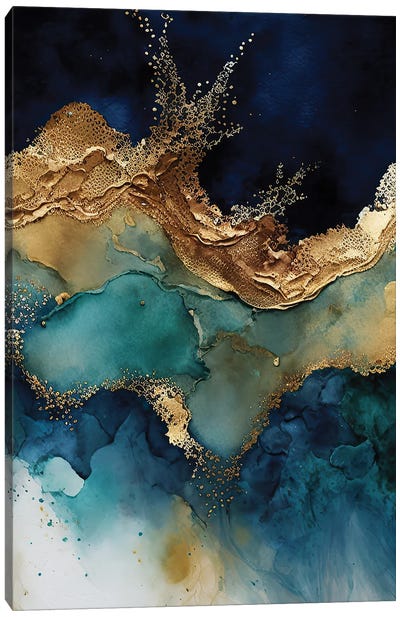 Marble Splash Canvas Art Print - Jewel Tone Abstracts