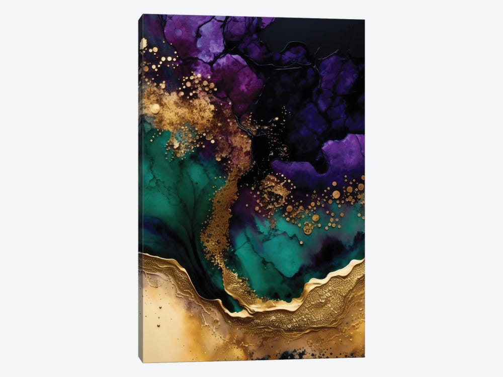 Gilded Aqua by UtArt 1-piece Canvas Print