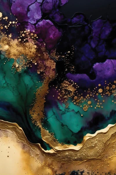 Jewel Tone Abstracts: Gilded Aqua by UtArt