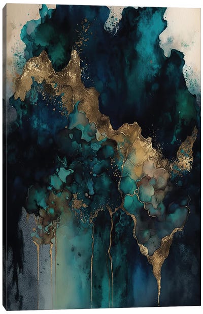 Aquatic Embrace Canvas Art Print - Jewel Tone Abstracts