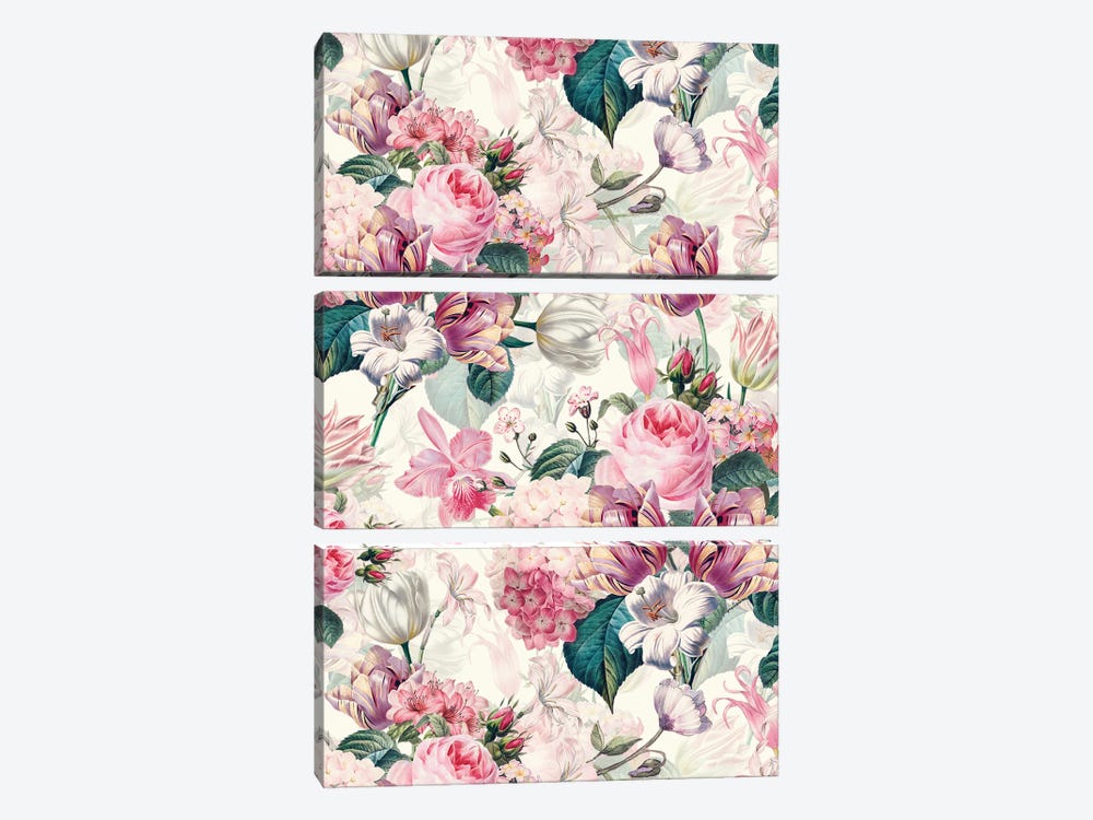 Antique Redouté Roses And Tulips by UtArt 3-piece Art Print